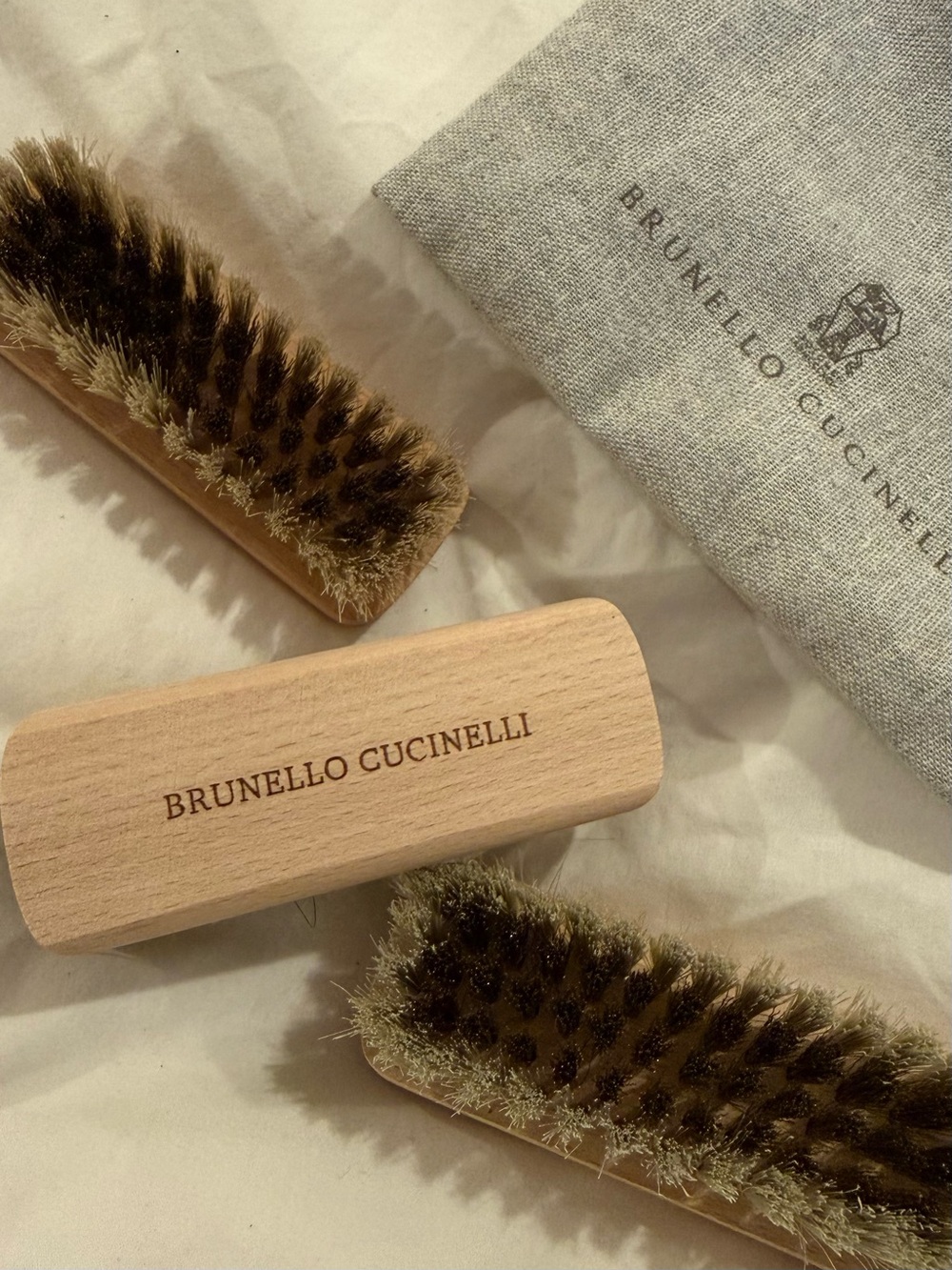 Brunello Cucinelli Oak Wood Shoe Brush in Natural - Set of 3
